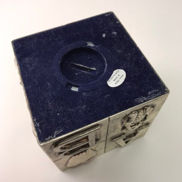 Vintage 80s Silver Plated Metal Coin Savings Bank for Children ABC - Picture 5 of 5